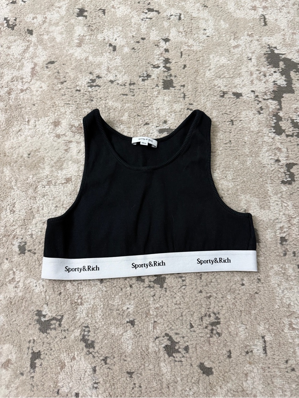 Sporty & Rich Serif Logo Cropped Tank Top Size XL
